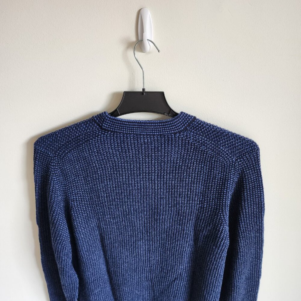 XXL Sweater Blue Navy Jos A Bank Crewneck Chunky Knit Tailored Fit Mens Wool Mix - Picture 17 of 17